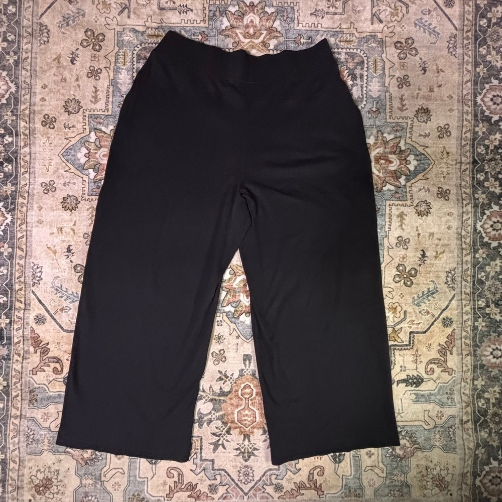 Pact Organic Cotton Wide Leg Cropped Pants Black XL Sustainable Lounge Relaxed